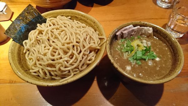 「つけ麺(味玉、肉入り)特盛」@麺屋 えん寺の写真