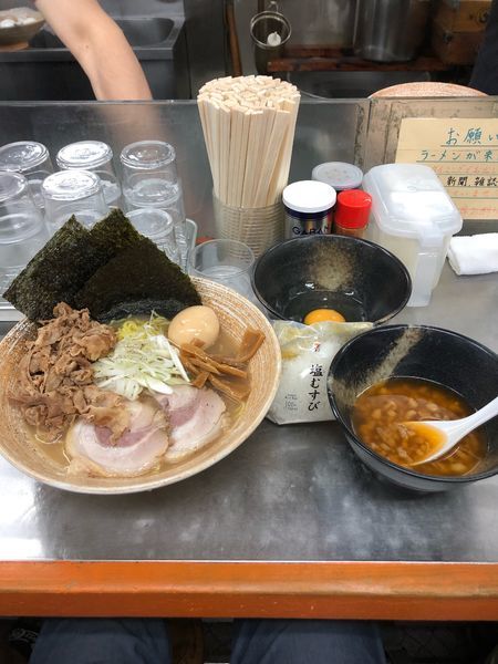 「赤えび出汁の悪いつけそば＋悪い肉」@覆麺 智の写真
