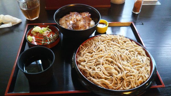 「もりそば＆豚テキ丼定食」@肉蕎麦 究の写真