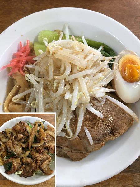 「ミニ油そば＋焼肉丼セット（ランチ価格820円）」@天狗 北越らーめんの写真