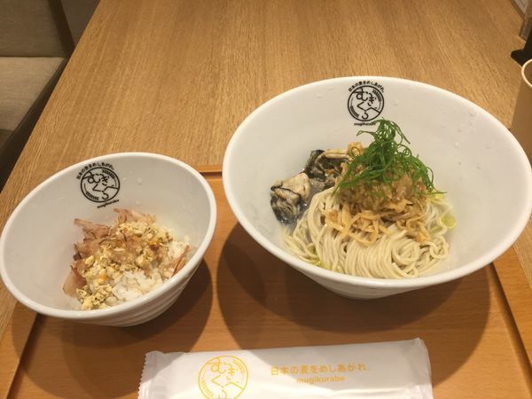 「麦味噌とカキの和えそば（￥500）【柴崎亭】」@むぎくらべの写真