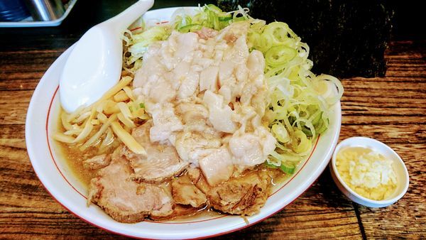 「ラーメン(身入りＷ)+ネギ･ニンニク」@手打ち中華そば 酒田 平間店の写真