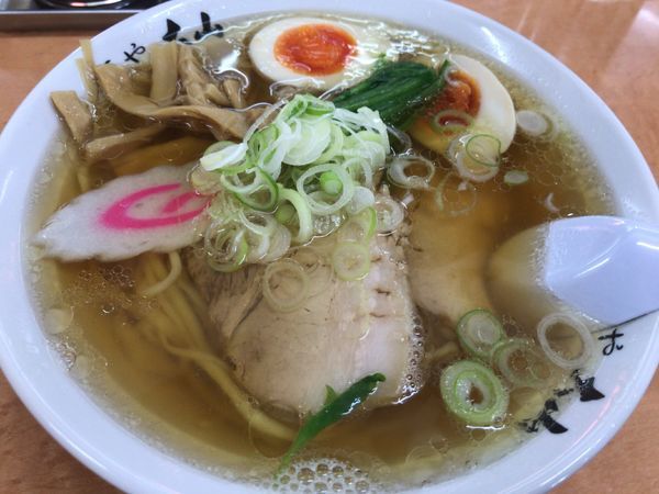 「味玉ラーメン722円(+餃子3個268円)税別」@青竹手打ちラーメン 麺や大山の写真