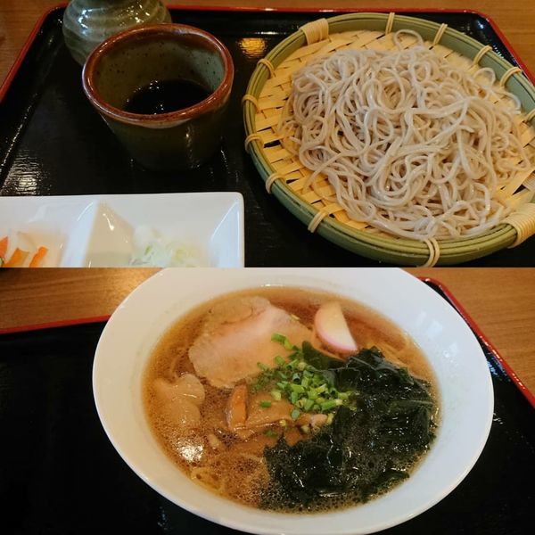 「もりそば550円+みのりラーメン」@蕎麦屋みのりの写真