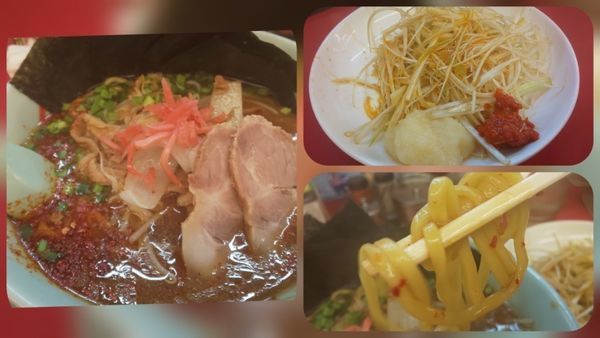 「豚バラもやしらーめん（890）+ﾈｷﾞ+海苔+チャーシュー」@山岡家 狭山店の写真