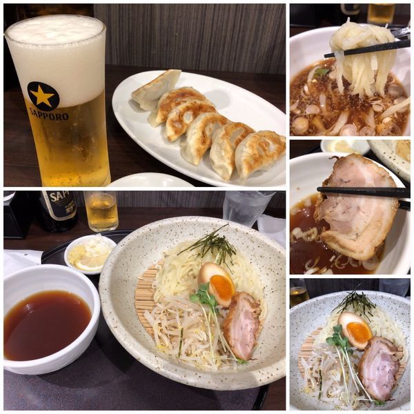「ざる満月らーめん800円＋餃子＋ビール」@手打ちらーめん 満月の写真