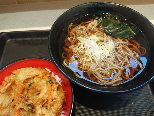 「ミニかき揚げ丼セット(かけ)550円」@名代 富士そば 志木店の写真