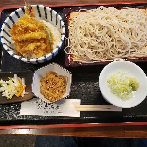 「冷たい蕎麦ミニ天丼セット1000円」@そば処 登奈美庵の写真