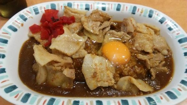 「スタミナカレー（生玉子入り） 820円」@スタミナカレーの店 バーグ 杉田本店の写真