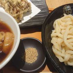 肉ネギつけ汁うどん＋大盛り＋舞茸天（じんこ）