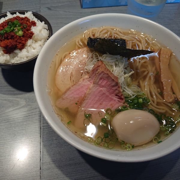 「塩煮干し蕎麦750円、味玉100円、チャーシュー100円他」@喜乃壺の写真