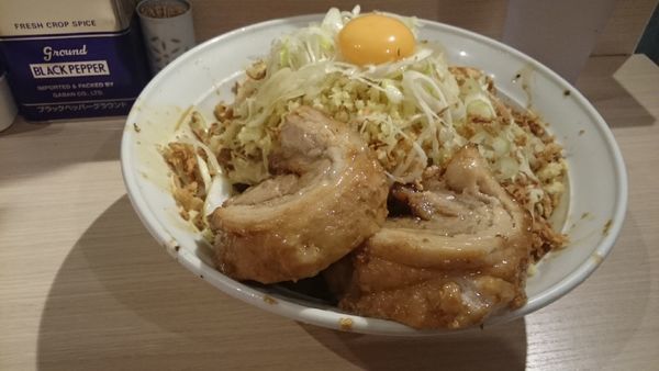「汁なし４００ｇ・しょうが・ねぎ(アブラフライドオニオン)」@麺屋 味方の写真