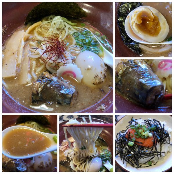 「味玉サバ味噌らぁ麺 950円＋明太子ご飯200円」@麺処いっ歩の写真
