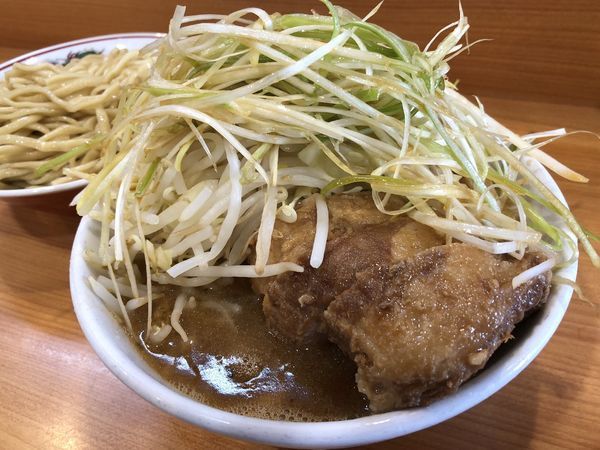 「小つけ麺＋豚＋ネギ」@ラーメン二郎 八王子野猿街道店2の写真