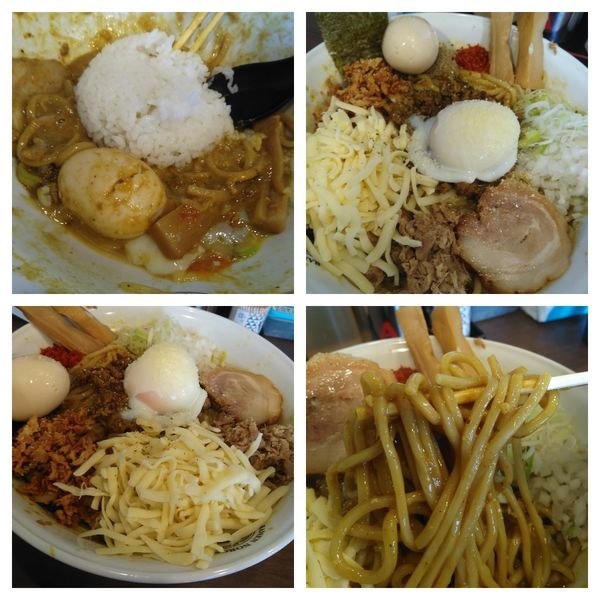 「ピリ辛キーマまぜそば特盛+チーズ+半ライス」@狼煙 東大宮店の写真