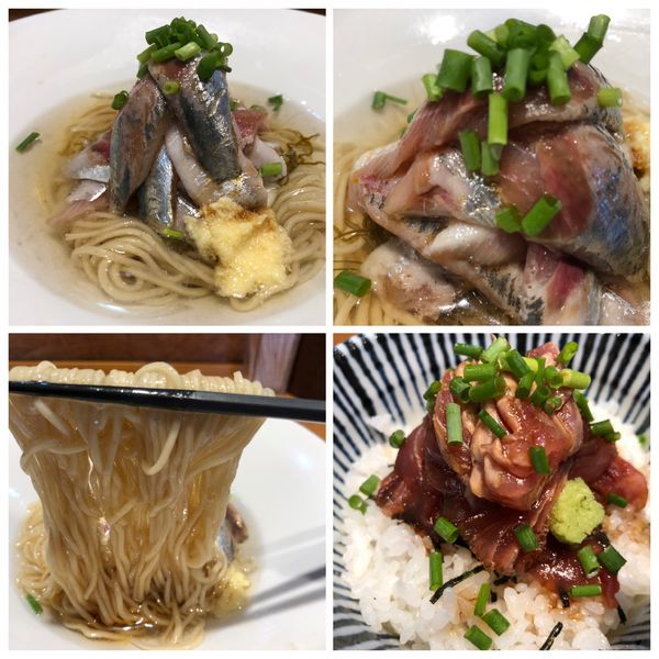 「【限定】冷やし鰯そば 500円 生めじ鮪丼 400円」@寿製麺よしかわ 川越店の写真