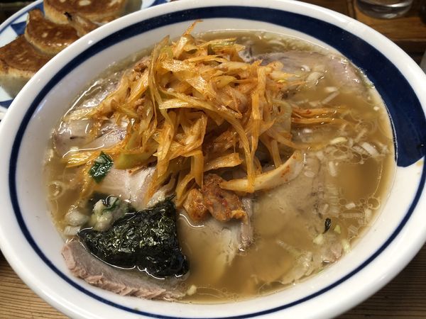 「焼叉麺＋辛葱＋焼餃子5個」@一圓の写真
