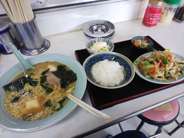 「C定食ラーメン半野菜定970円」@ラーメンショップ 下仁田店の写真