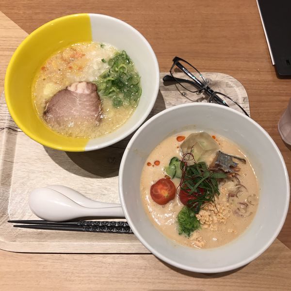 「鶏豚ハーフ&冷や汁麺ハーフ」@1/2PPUDO ルミネ立川店の写真