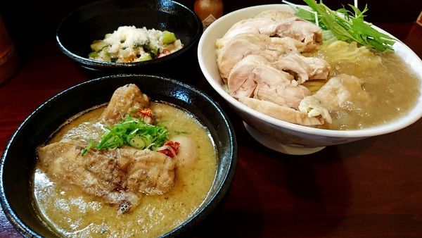 「肉の日限定/無水鶏汁冷和え麺×鶏汁白湯つけ麺+〆のサルサご飯」@らーめん 五ノ神精肉店 煮干し編の写真