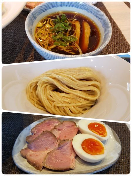 「鶏魚貝の淡麗つけ麺〈醤油〉特製」@宍道湖しじみ中華蕎麦 琥珀 東京本店の写真