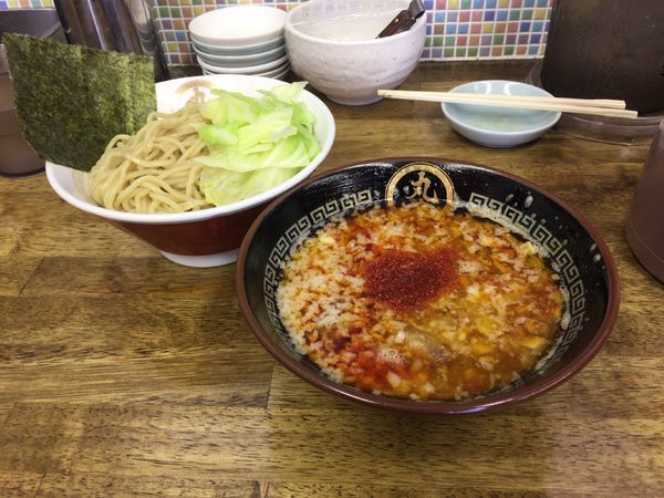 「海老辛醤つけ麺(中盛) 900円」@中華蕎麦 丸め 東久留米店の写真
