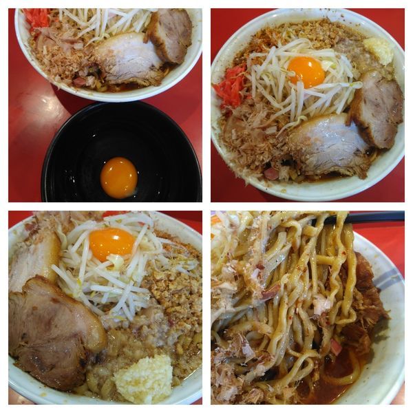 「辛いまぜそば（3辛全増しアレ）+生卵+麺増し500申請」@麺屋 桐龍の写真