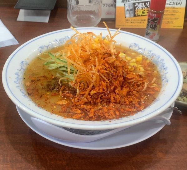 「冷しねぎ味噌ラーメン やみつきスパイス」@ラーメンばんだいの写真