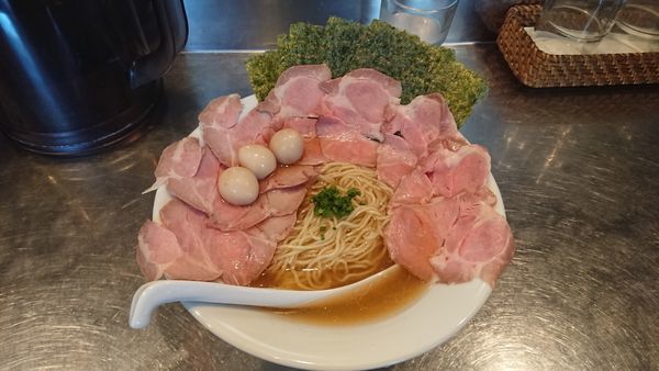 「冷ししじみ蕎麦肉マシ海苔」@さんじの写真