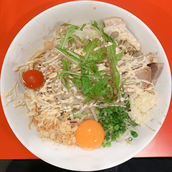 「冷やしまぜそば 少なめ（ニンニク）」@用心棒 市ヶ谷飯田橋の写真