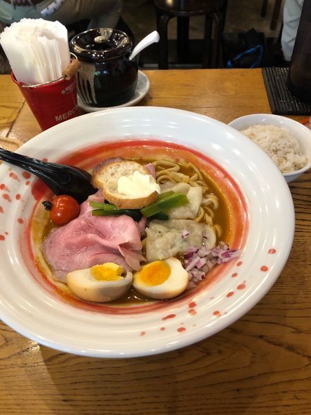 「元祖海老丸らーめんDX大盛り＋サービスライス」@海老丸らーめんの写真