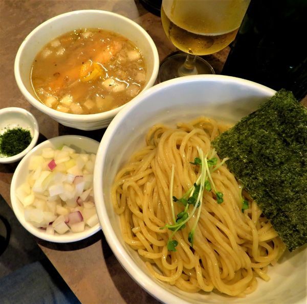 「濃厚ホタテつけそば+玉ねぎ（1,020円）」@NOODLE VOICEの写真