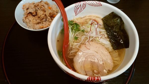 「【限定】貝出汁白醤油らーめん¥800-+炊き込みご飯(無料)」@麺処 あす花の写真