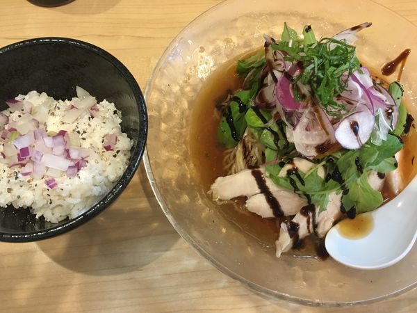 「【限定】冷やし煮干そば＋冷やしリゾット」@麺屋Mの写真