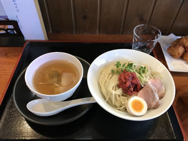 「冷〜いハモのつけそば【梅クラゲ添え】」@麺創 なな家の写真