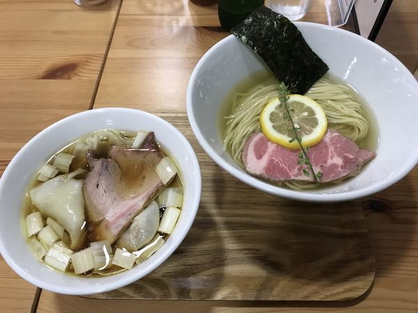 「味玉昆布水醤油つけそば ¥950 わんたん増し ¥150」@アメノオトの写真