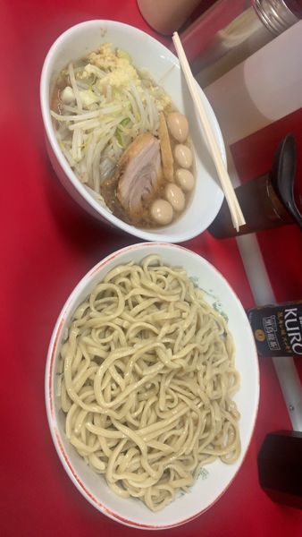 「つけ麺＋うずら」@ラーメン二郎 湘南藤沢店の写真