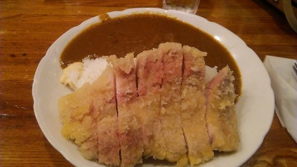 「国産極上ロースカツ&豚バラ煮込カレー 990円」@しまやの写真