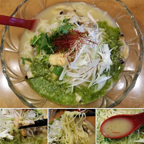 「冷やし白味噌ボンゴレジェノベーゼ(限定) 900円」@麺屋 紅の写真