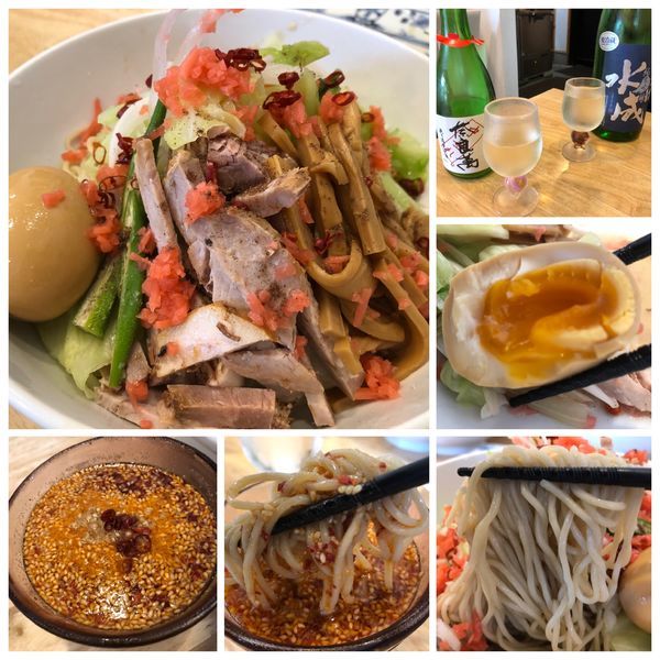 「【期間限定】冷やし辛つけそば （辛め）＋大盛り」@中華そば専門 とんちぼの写真