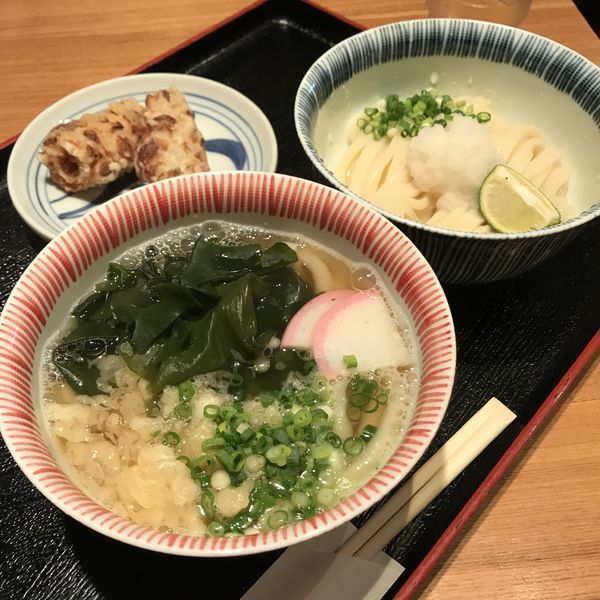 「温冷2種うどん（￥870）＋ちくわの天ぷら（￥260）」@讃岐饂飩 根の津の写真