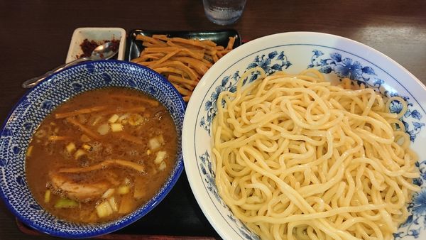 「[限定]濃厚辛子豚骨魚介つけ麺(850円)メンマ(130円)」@郡山大勝軒の写真