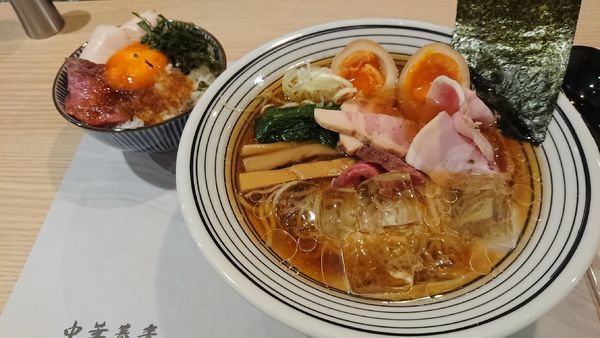 「【数量限定】味玉冷やし蕎麦＋【季節のご飯】お肉ごはん」@清湯醤油 ほし乃の写真