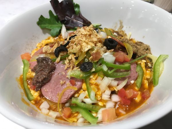 「ピザそば」@ajito ism shinjuku baseの写真