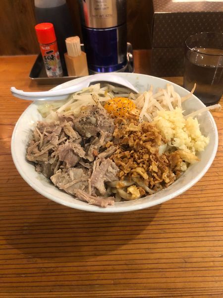 「汁なし（にんにくマシ）」@麺とび六方 長野店の写真