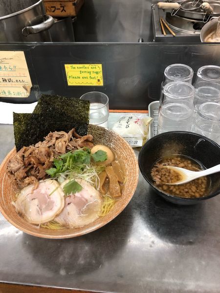 「黒毛和牛牛骨出汁の悪いつけそば＋悪い肉」@覆麺 智の写真