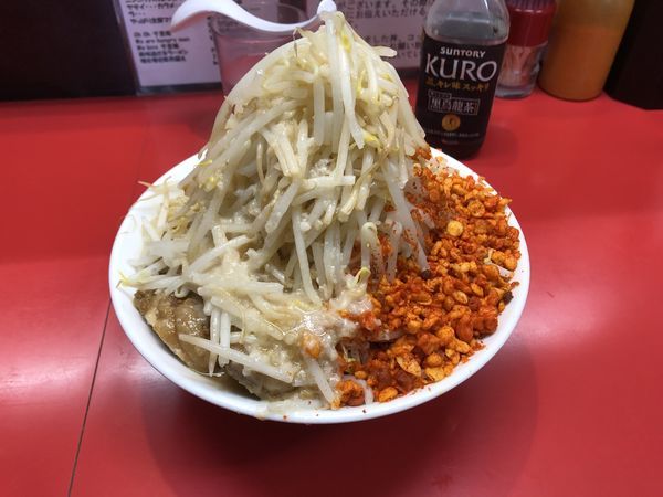 「ラーメン ヤサイアブラ辛揚げ 豚1枚」@千里眼の写真