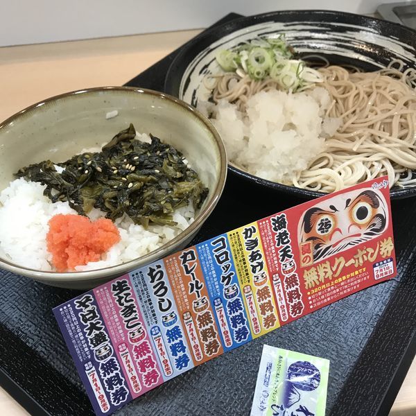 「朝食セット（高菜ごはん）（￥360）＋おろし（クーポン）」@ゆで太郎 流通センター駅前店の写真