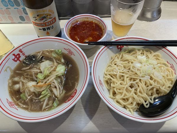 「冷やし醤油780+プチ北極180+瓶ビ550＝1510円」@蒙古タンメン中本 品川店の写真