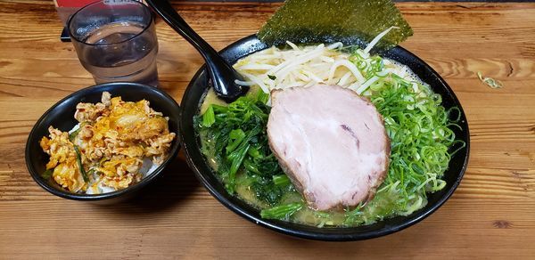「太麺野菜3点盛り　ランチミニ日替わり飯」@百麺 世田谷店の写真
